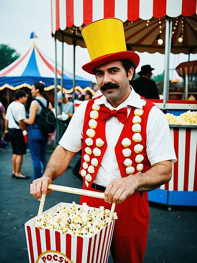 Whimsical Circus Popcorn Seller Costume