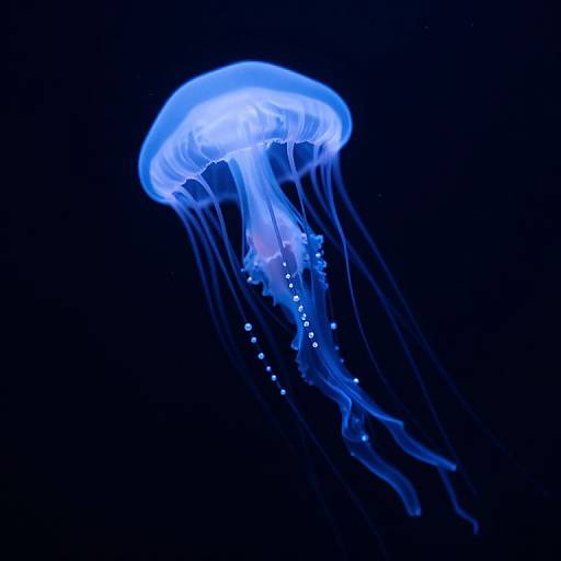 Bioluminescent Jellyfish in Deep Ocean