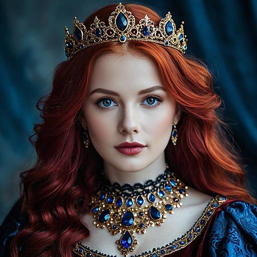 Fantasy Princess with Red Hair and Jeweled Tiara