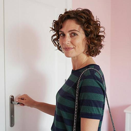 Charming Woman by a Pink Wall