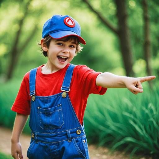 Cheerful Young Boy in Video Game Cosplay