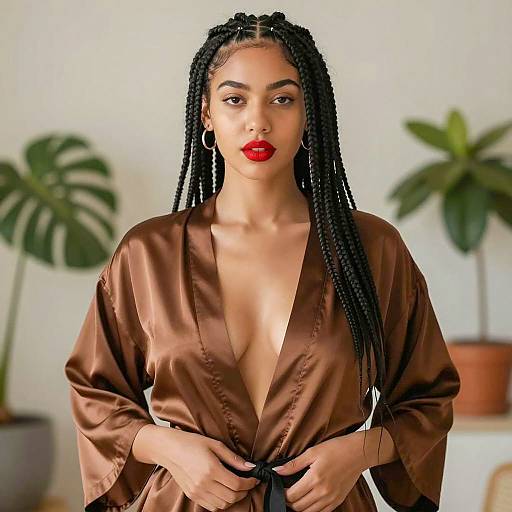 Elegant Woman in Silk Robe Portrait