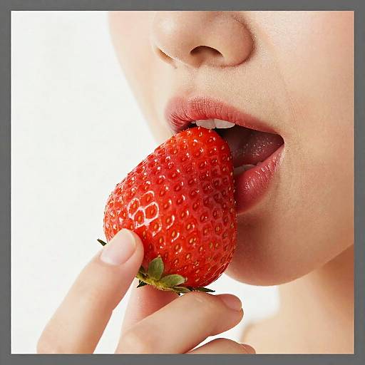 Close-Up of Person About to Bite Strawberry