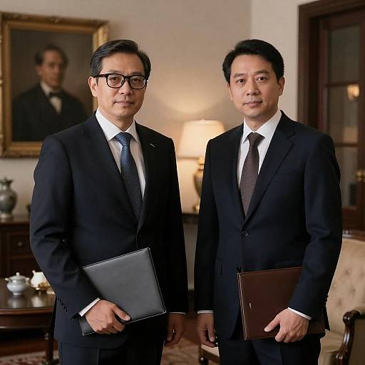 Two Men in Dimly Lit Room