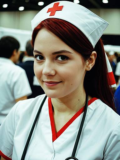Woman in Nurse Costume at Cosplay Convention