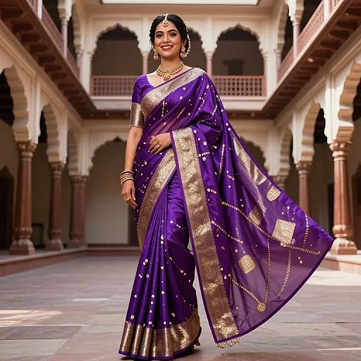 Majestic Indian Bride in Royal Purple Saree