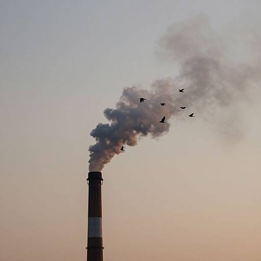 Surreal Chimney Smoke and Birds