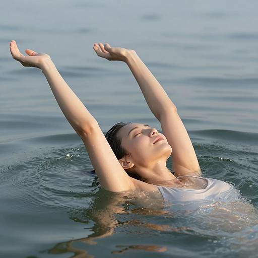 Tranquil Woman Floating in Calm Waters