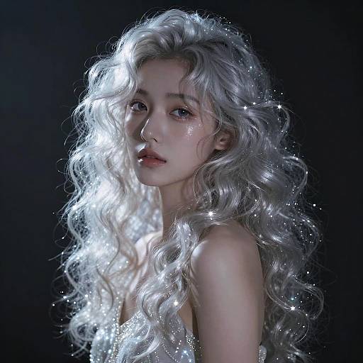 Ethereal Platinum Curly Hair Portrait