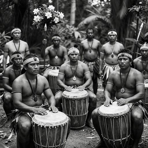 Muscular Men in Tribal Nature Setting