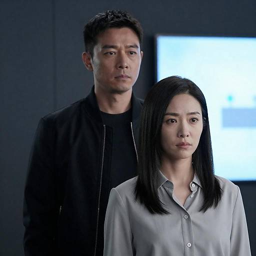 Serious Asian Man and Woman in Office