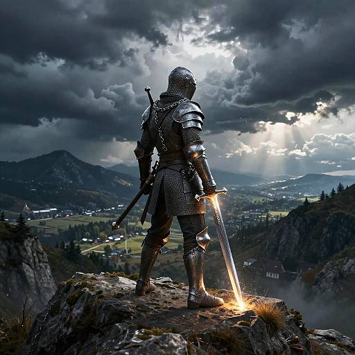 Epic Fantasy Adventurer on Mountain