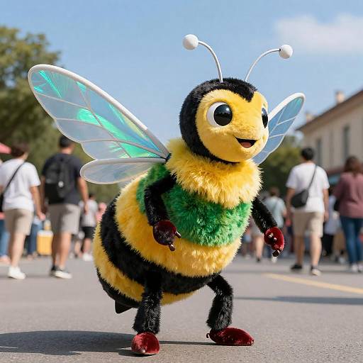Vibrant Bee Costume in Urban Scene