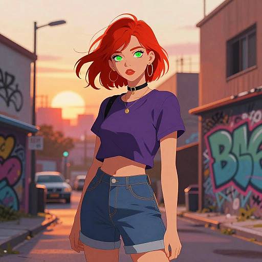 Urban Street Style Girl with Vibrant Fashion