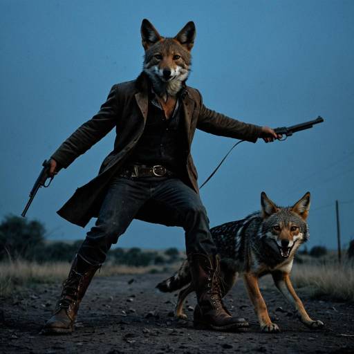Jackal-headed Outlaw with Guns at Twilight Jackal-headed Outlaw with Guns at Twilight