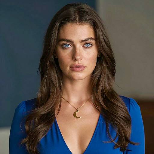 Elegant Woman in Deep Blue Dress