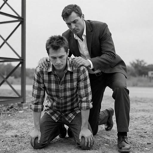 Black-and-White Tense Outdoor Portrait