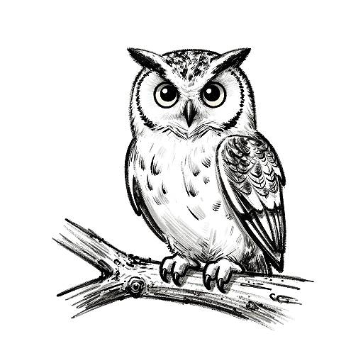 Charcoal Sketch of Wise Old Owl