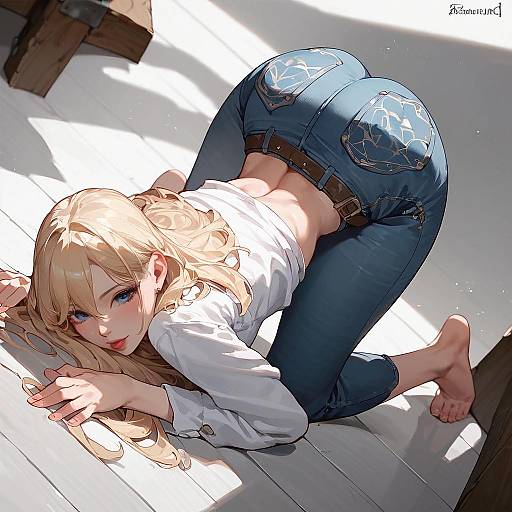 Top-Down Blonde Sitting Side View