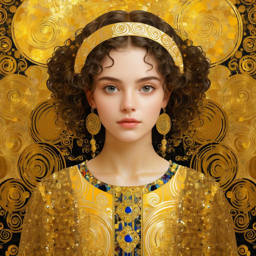 Klimt-Inspired Portrait of a Teen Girl