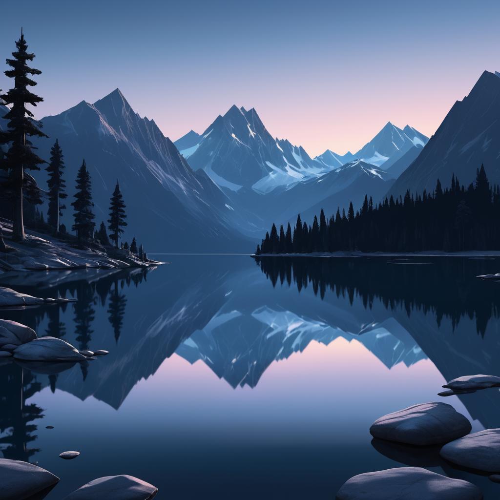 Twilight Serenity at a Mountain Lake