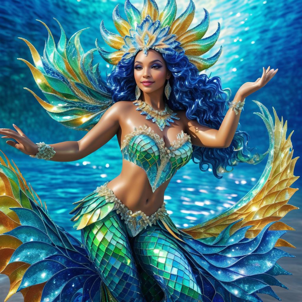 Vibrant Mermaid Performing at Rio Carnival