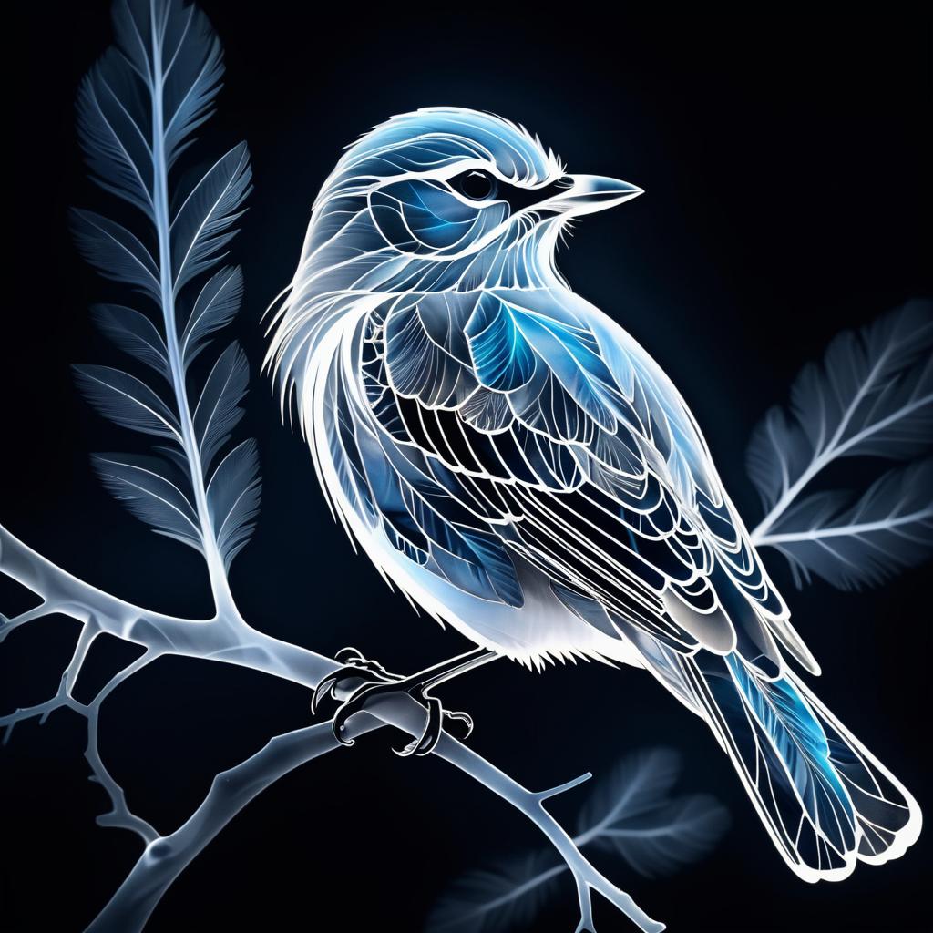 Intricate X-Ray Art of a Glowing Bird