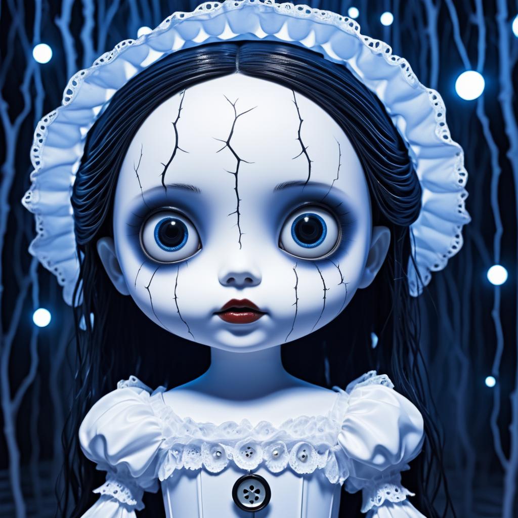 Creepy Doll Art in Corpse Bride Style