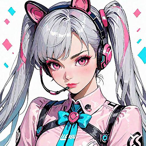 Anime Girl with Twintails and Headset