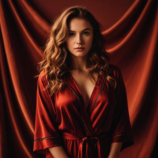 Young Woman in Red Satin Robe