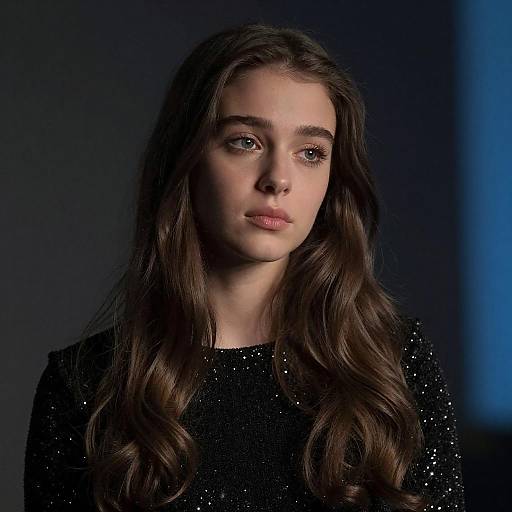 Portrait of Woman in Blue Light