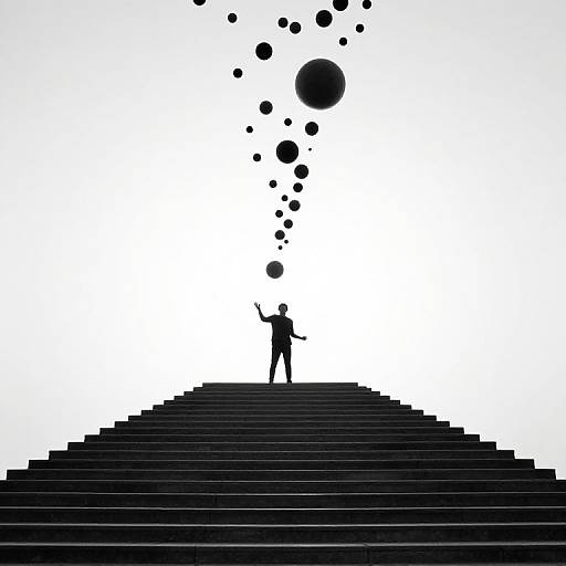 Solitary Juggler on Endless Staircase