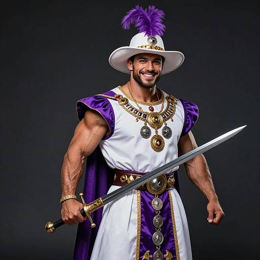 Regal Explorer in Vibrant Attire