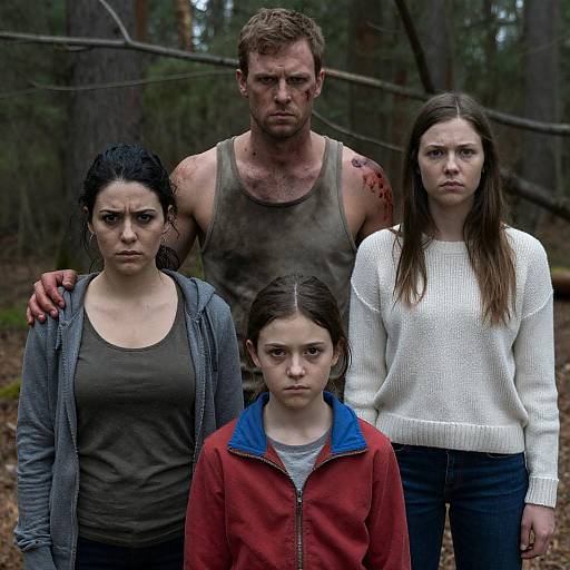 Serious Group of Four in Forest