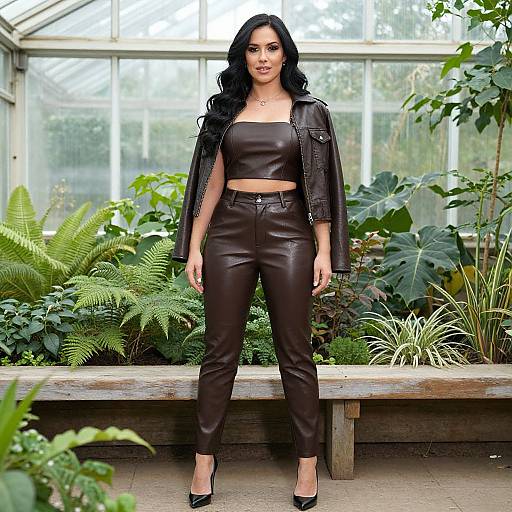 Confident Woman in Greenhouse Fashion