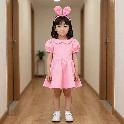 Young Girl in Pink Costume