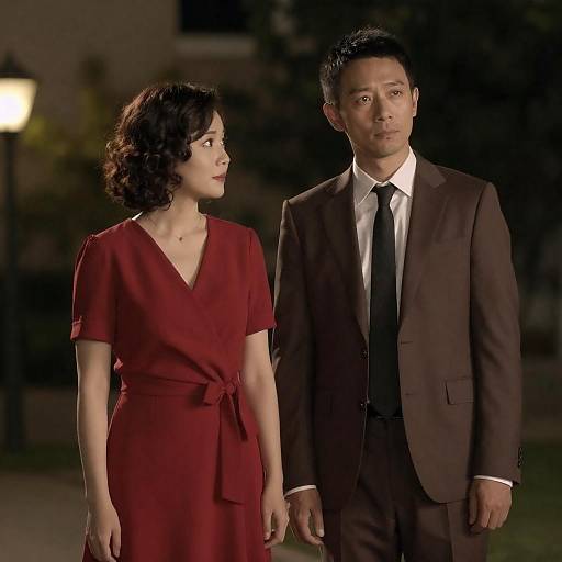 Man and Woman Standing Outdoors at Night