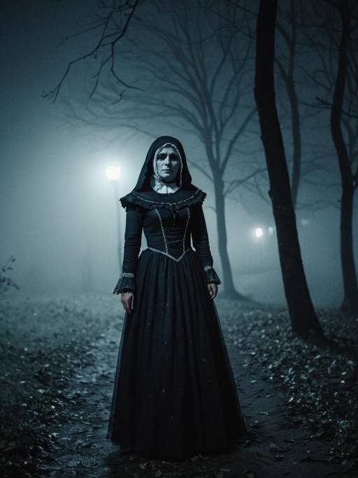 Llorona Costume Cosplay in Foggy Night