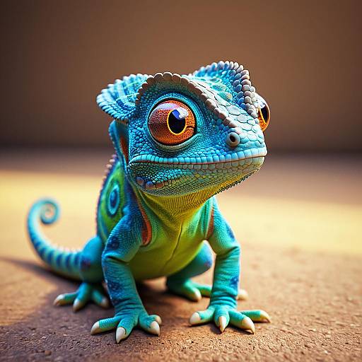 Cute Pixar-Style Baby Chameleon