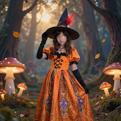 Vibrant Witch in Enchanted Forest