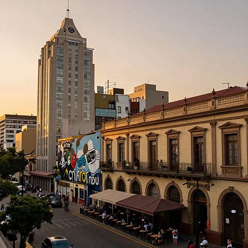 Sunset Streets of Downtown Santiago