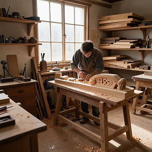 Vintage Woodshop Crafting Scene