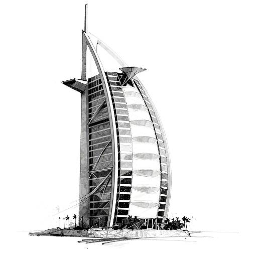 Abstract Black-and-White Burj Al Arab Sketch