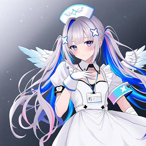 Illustration of Amane kanata (nurse), hololive in the style of Muffin (sirumeria)