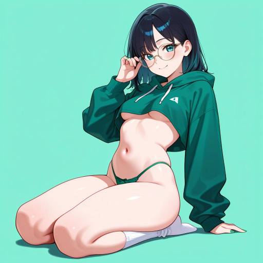 Elegant Woman in Cropped Hoodie Pose Elegant Woman in Cropped Hoodie Pose