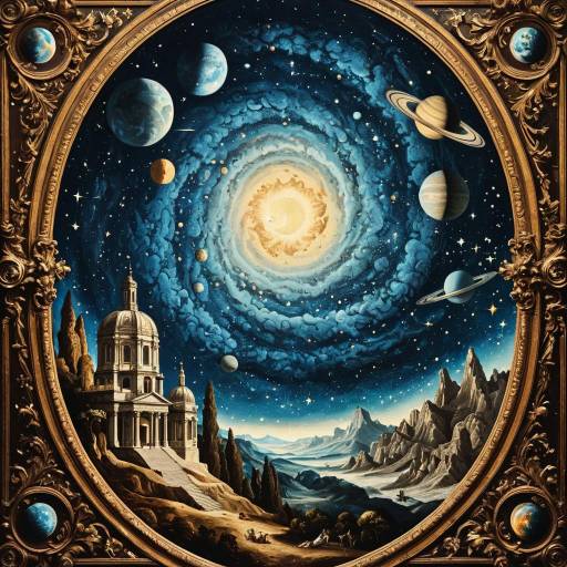 Baroque Cosmic Dreamscape with Spiral Galaxy Fresco