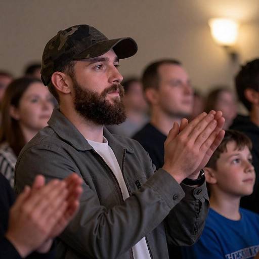 Bearded Man Clapping with Young Boy
