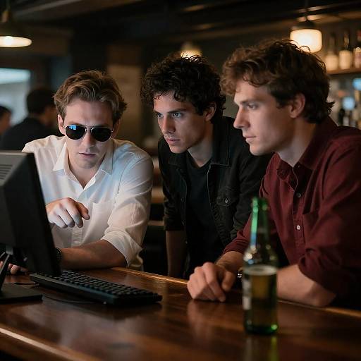 Men in Discussion at a Bar Scene