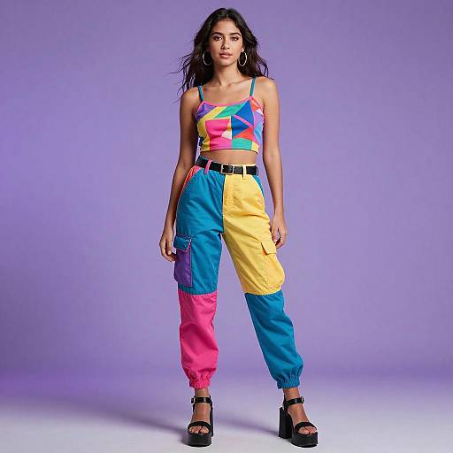 Vibrant 90s Fashion Portrait of Woman