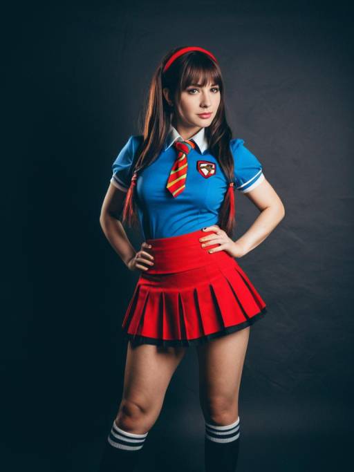Woman in Mini Skirt Cosplay Costume